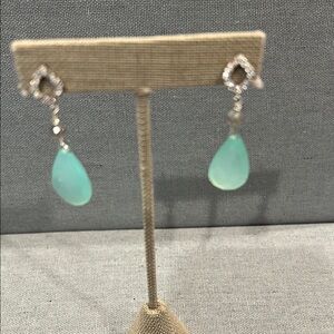 Elegant Sterling Silver and Green Drop Earrings